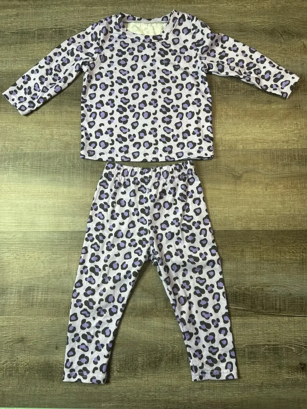 Purple Animal Print Long Sleeve Pants Pajama Set 12-18Months